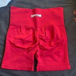 DFYNE Women's Athletic Red High-Rise Shorts